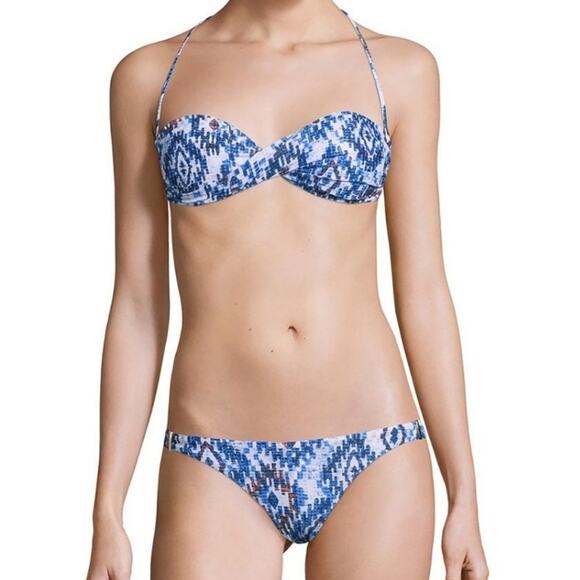 Melissa Odabash Martinique Blue Print Bandeau Bikini size Large - Picture 1 of 13